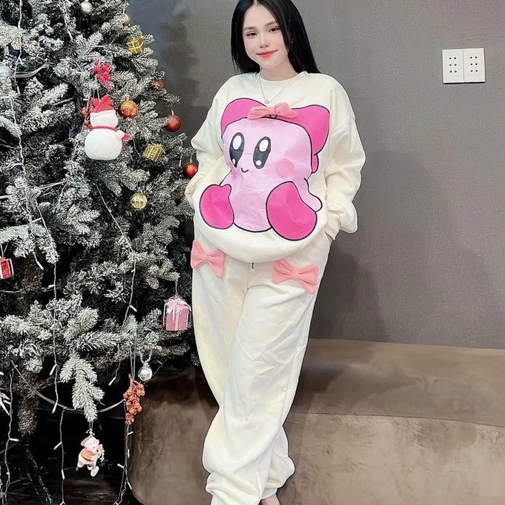 Alternative view of Set Bộ Đồ Thun Nữ Nỉ Thêu Chú Mèo Dễ Thương Chất Vải Dày Dặn Form Dưới 65kg - Htm Fashion