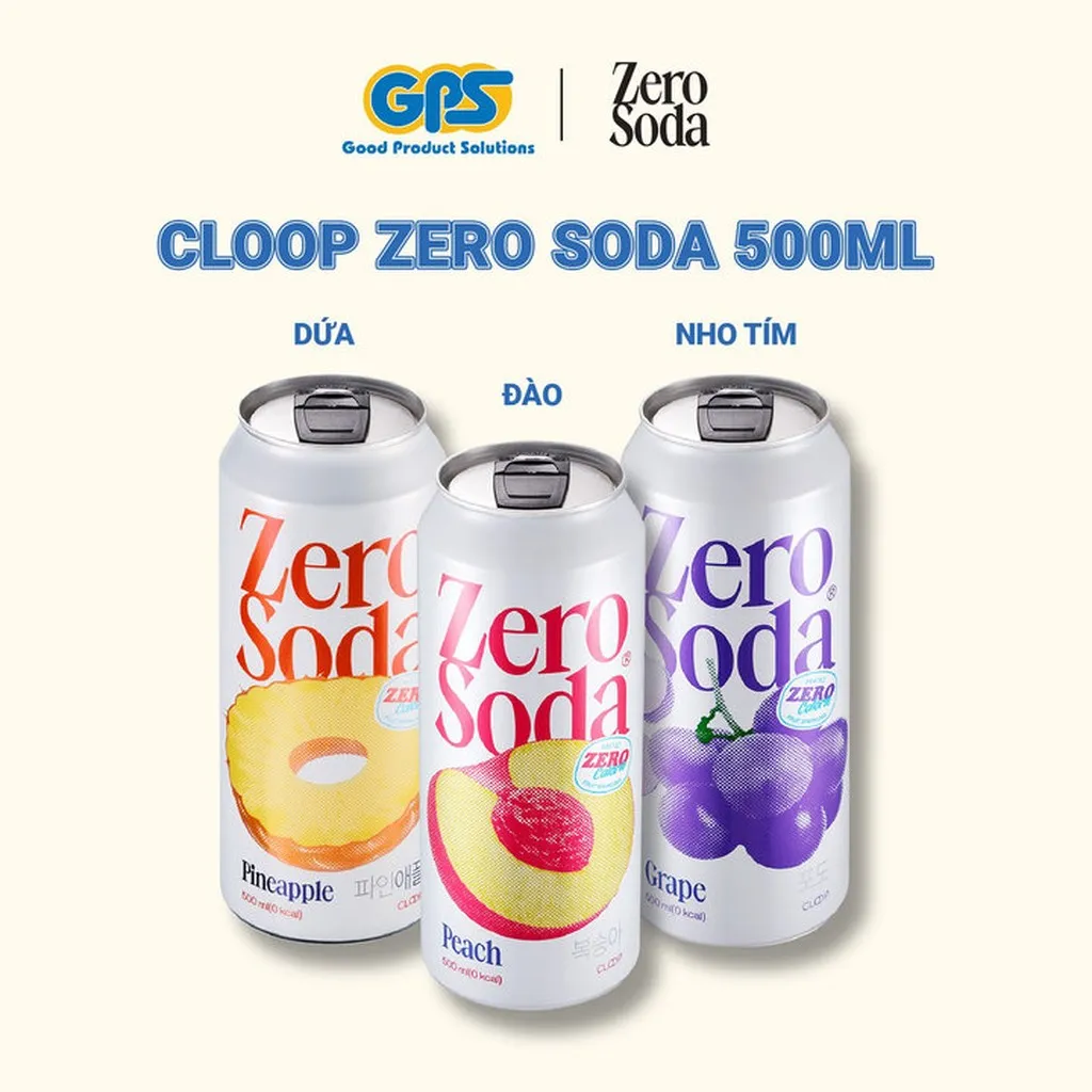 [thùng 24 Lon] Nước Soda Zero Nắp Đóng Mở Tiện Lợi 500ml - Cloop