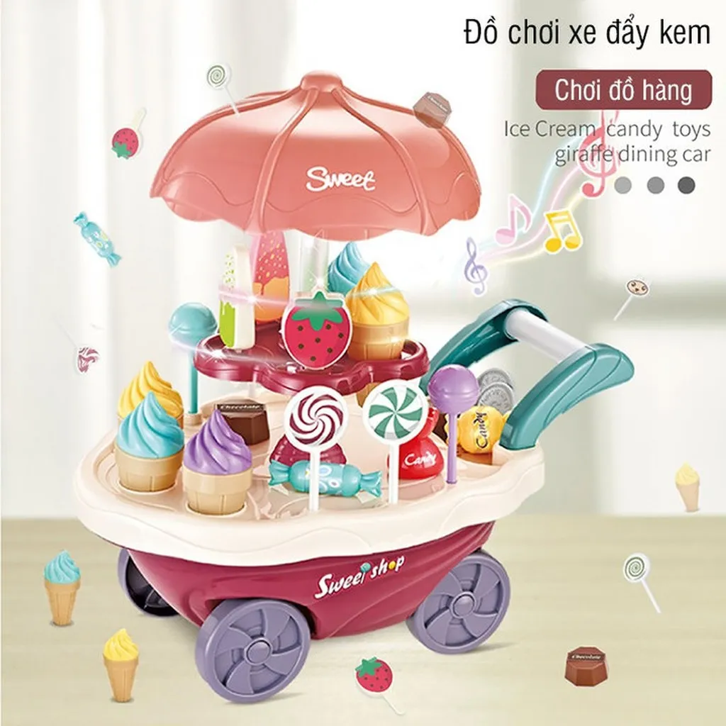 Đồ Chơi Xe Đẩy Bán Kem Cho Bé Có Nhạc Và Đèn Xoay 360 Độ 55725 - Lady's Passion