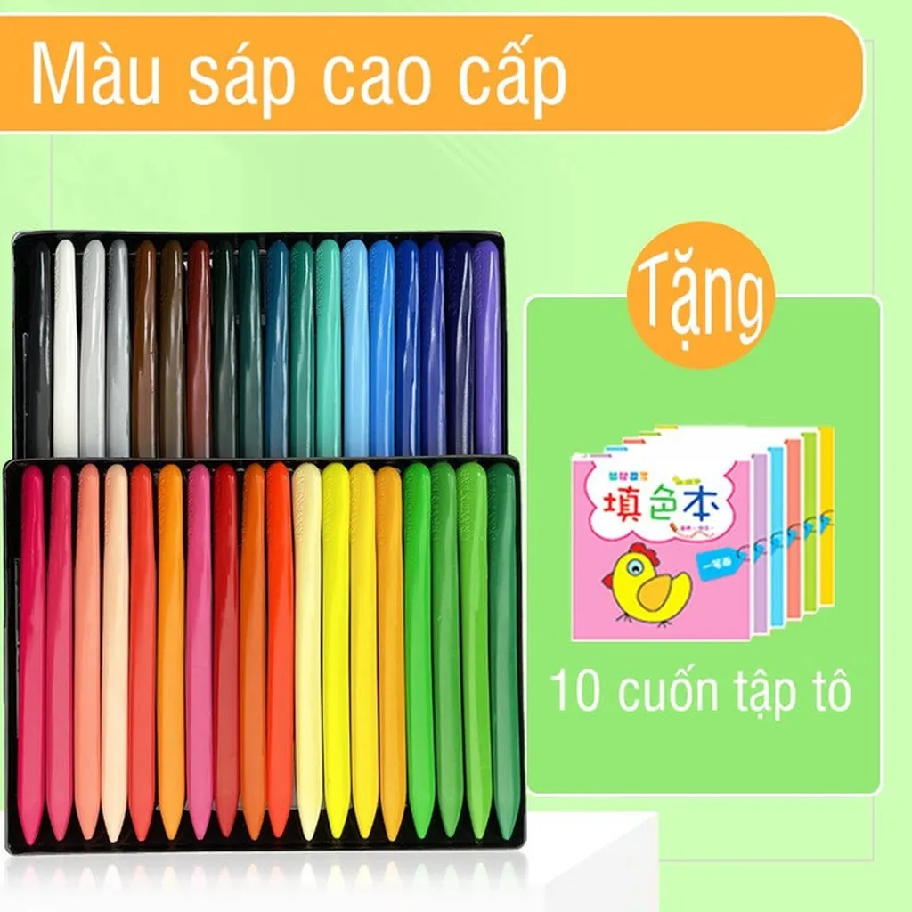 Hộp 36 Bút Màu Sáp Hữu Cơ Cao Cấp Cho Bé Tặng Kèm 10 Quyển Tập Tô 55718 - Lady's Passion