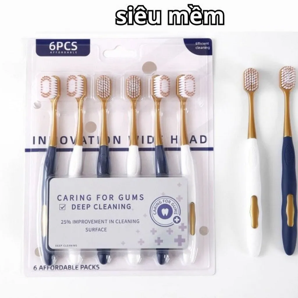 Set 6 Bàn Chải Đánh Răng Lông Mềm Chăm Sóc Răng Hiệu Quả - Nhà Quân Store