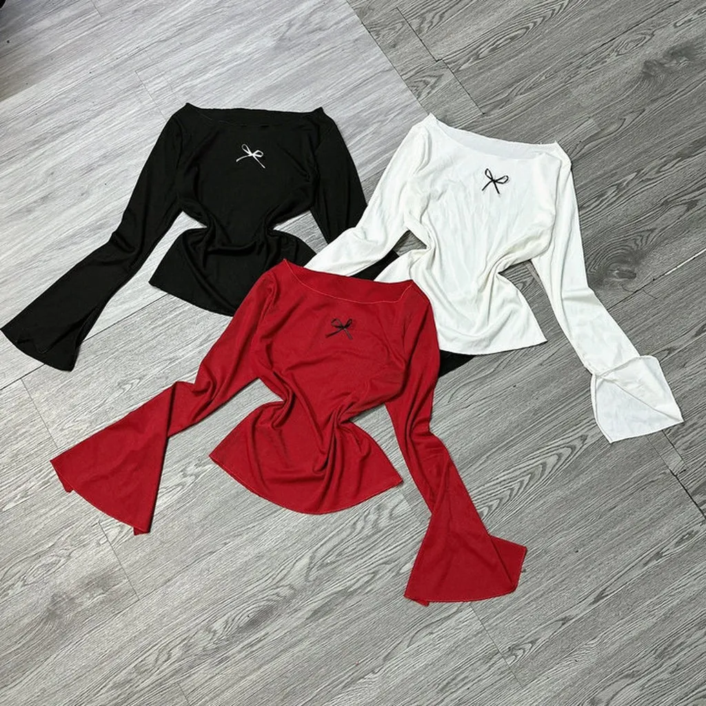 Áo Bẹc Vai Tay Loe Đính Nơ - Lê Phương Boutique