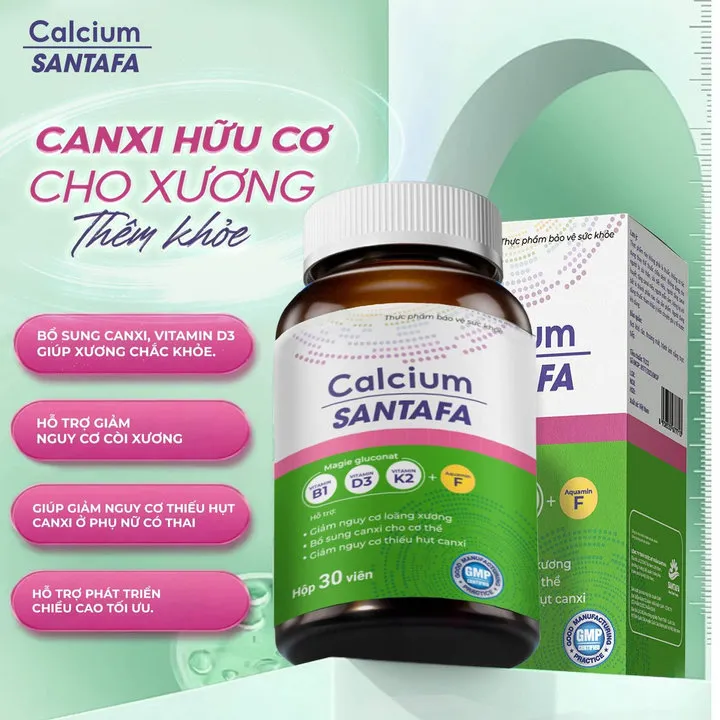 Alternative view of Viên Uống Bổ Sung Canxi Và Khoáng Chất Cần Thiết Giảm Loãng Xương, Còi Xương, Tăng Chiều Cao, Giảm Thiếu Hụt Canxi Ở Phụ Nữ Có Thai Calcium Santafa Hộp 30 Viên
