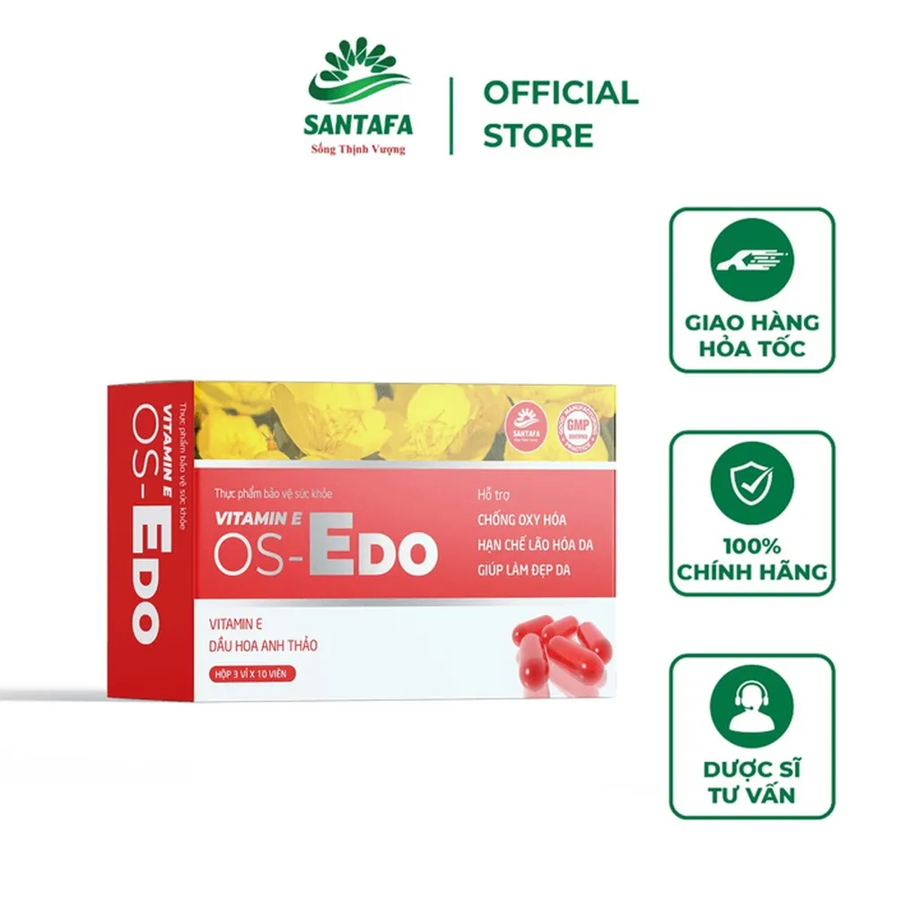 Viên Uống Bổ Sung Vitamin E Hỗ Trợ Chống Oxy Hoá, Làm Chậm Quá Trình Lão Hoá, Bảo Vệ Da, Cải Thiện Tình Trạng Thiếu Vitamin E Hộp 30 Viên