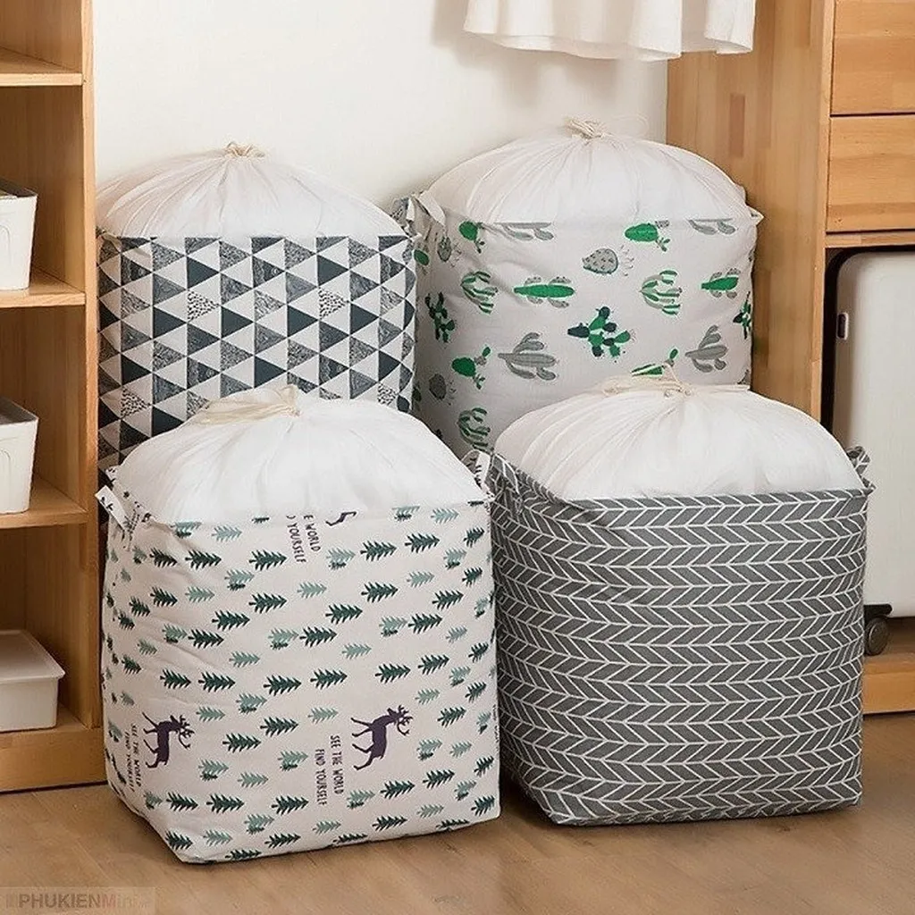 Combo 3 Túi Đựng Quần Áo Vải Canvas Dây Rút