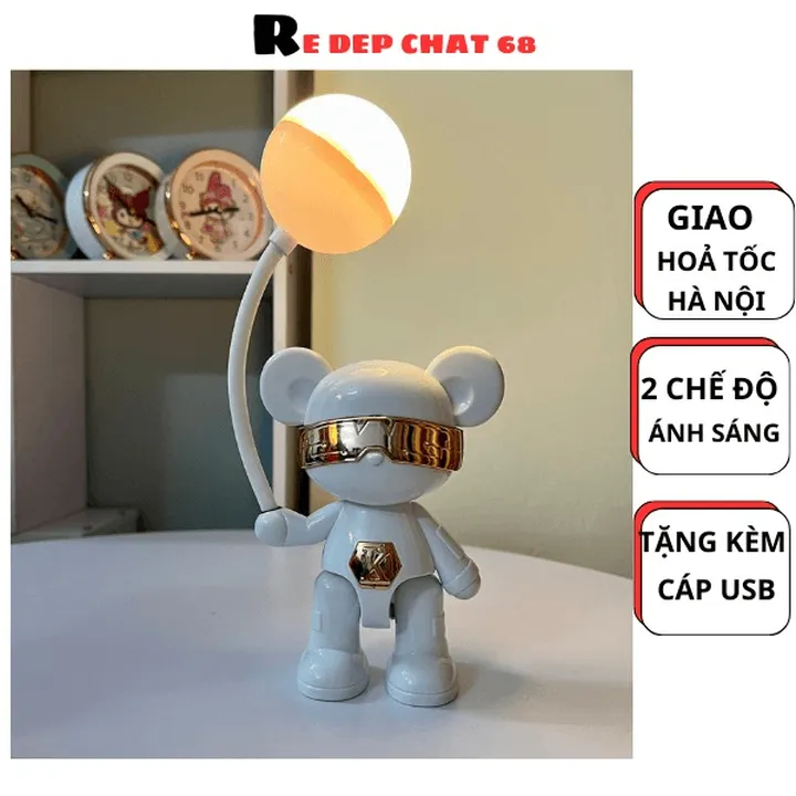 Alternative view of Đèn Bàn Học Đọc Sách Bảo Vệ Mắt, Đèn Đọc Sách Mini Hình Gấu Bearbrich 2 Cấp Độ Sáng Sạc Pin Tích Điện, Đèn Led
