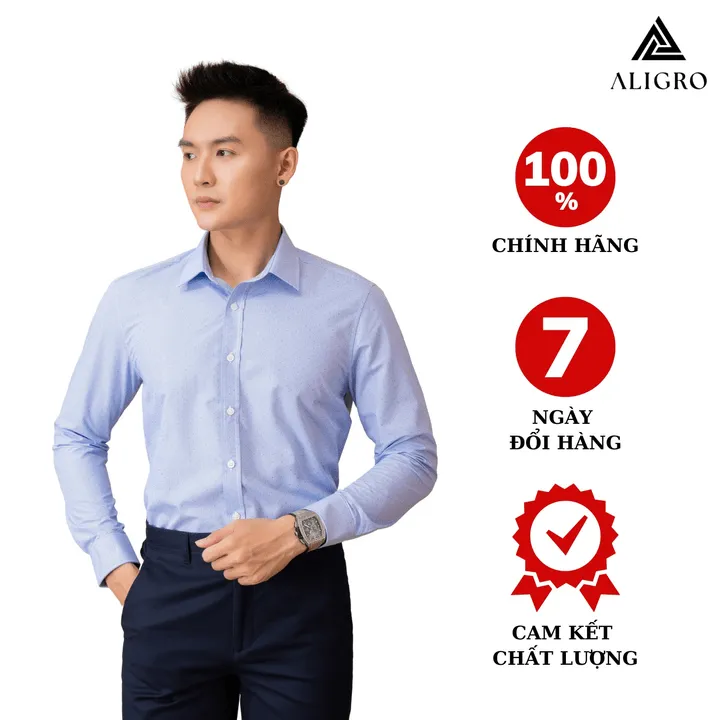 Áo Sơ Mi Bamboo Slimfit Dài Tay Hoạ Tiết Nhí Aligro Algs225 - Aligro