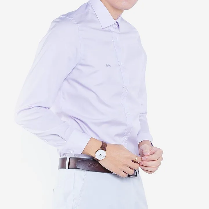Alternative view of Áo Sơ Mi Nam Dài Tay Aligro Cổ Bẻ Dáng Ôm Body 100% Chất Liệu Cotton Tím Nhạt Algs150 - Aligro