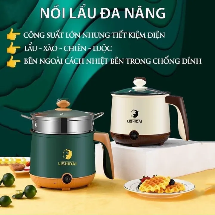 Alternative view of Nồi Điện, Ca Nấu Mì Mini 2 Tầng Tiện Dụng