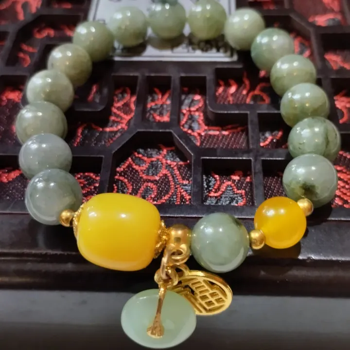 Alternative view of [dây] Vòng Tay Đá Ngọc Bích Mix Charm - Ttvtdnb
