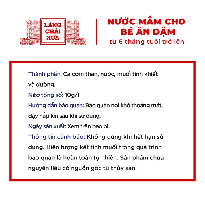 Alternative view of Nước Mắm Cá Cơm Than Làng Chài Xưa Cho Bé Ăn Dặm Từ 6 Tháng Tuổi, An Toàn, Nhiều Cá Ít Muối Chứa Nhiều Vitamin 60ml/chai - Làng Chài Xưa