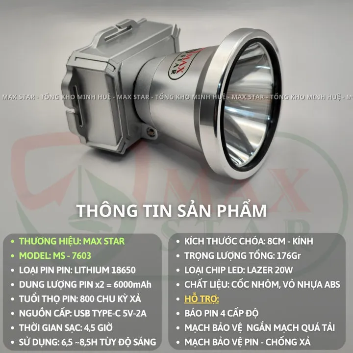Alternative view of Đèn Pin Đội Đầu Siêu Sáng Chiếu Xa Ms 7603 Led Laler Công Suất 20w Gd188 - Lady's Passion