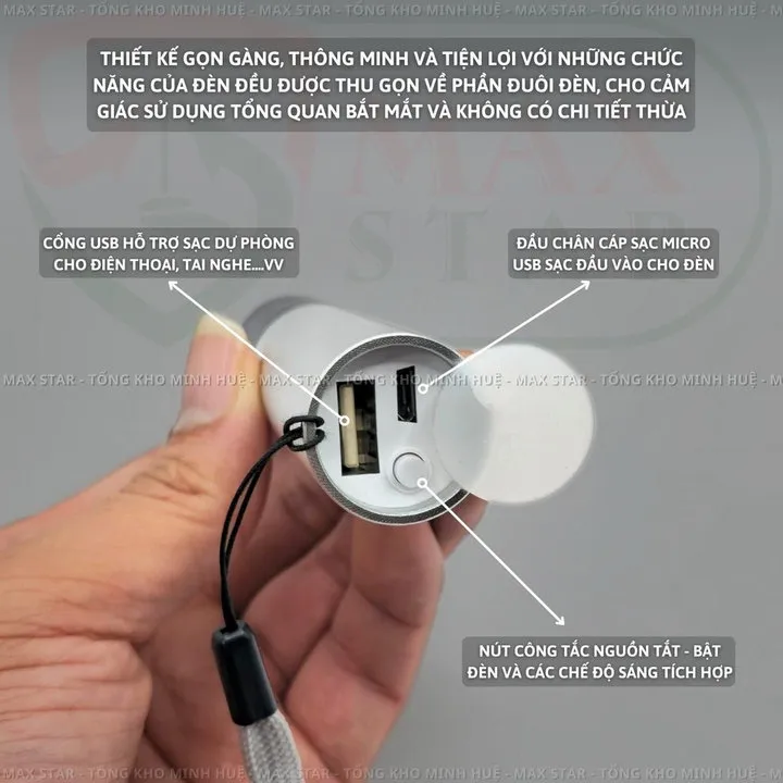 Alternative view of Đèn Pin Cầm Tay Mini M37 Siêu Sáng Zoom Xa Gần Hỗ Trợ Sạc Ngược Cho Điện Thoại Gd198 - Lady's Passion