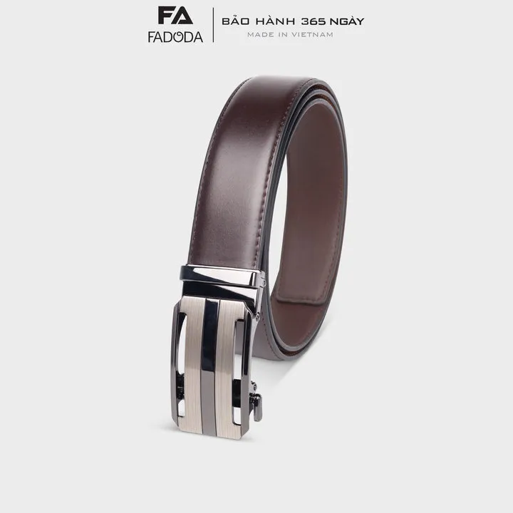 Alternative view of Thắt Lưng Nam Da Bò Thật Fadoda Fmt12 Mặt Đen Phối Bạc- Fadoda