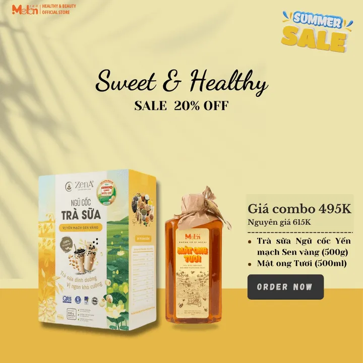 Combo_ngũ Cốc Trà Sữa Yến Mạch Sen Vàng 500g & Mật Ong Tươi 500ml_redmelon