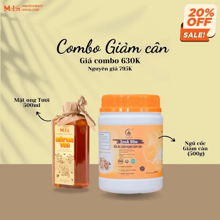 Combo_ngũ Cốc Giảm Cân Zena Slim 500g & Mật Ong Tươi 500ml_redmelon