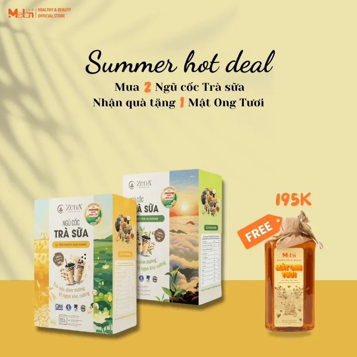 Combo_02 Hộp Ngũ Cốc Trà Sữa Zena 500g_tặng Mật Ong Tươi_redmelon