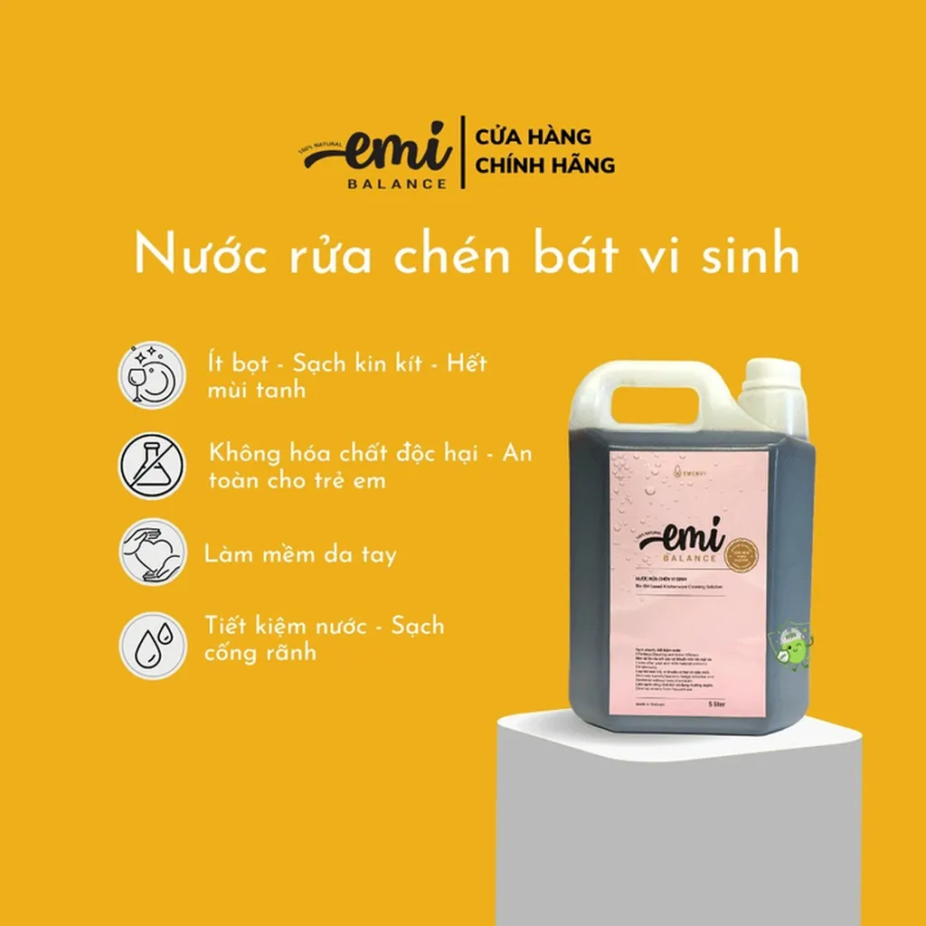 Nước Rửa Chén Bát Vi Sinh Emibalance 5l An Toàn Cho Người Dùng Không Gây Khô Kích Ứng Da Tay
