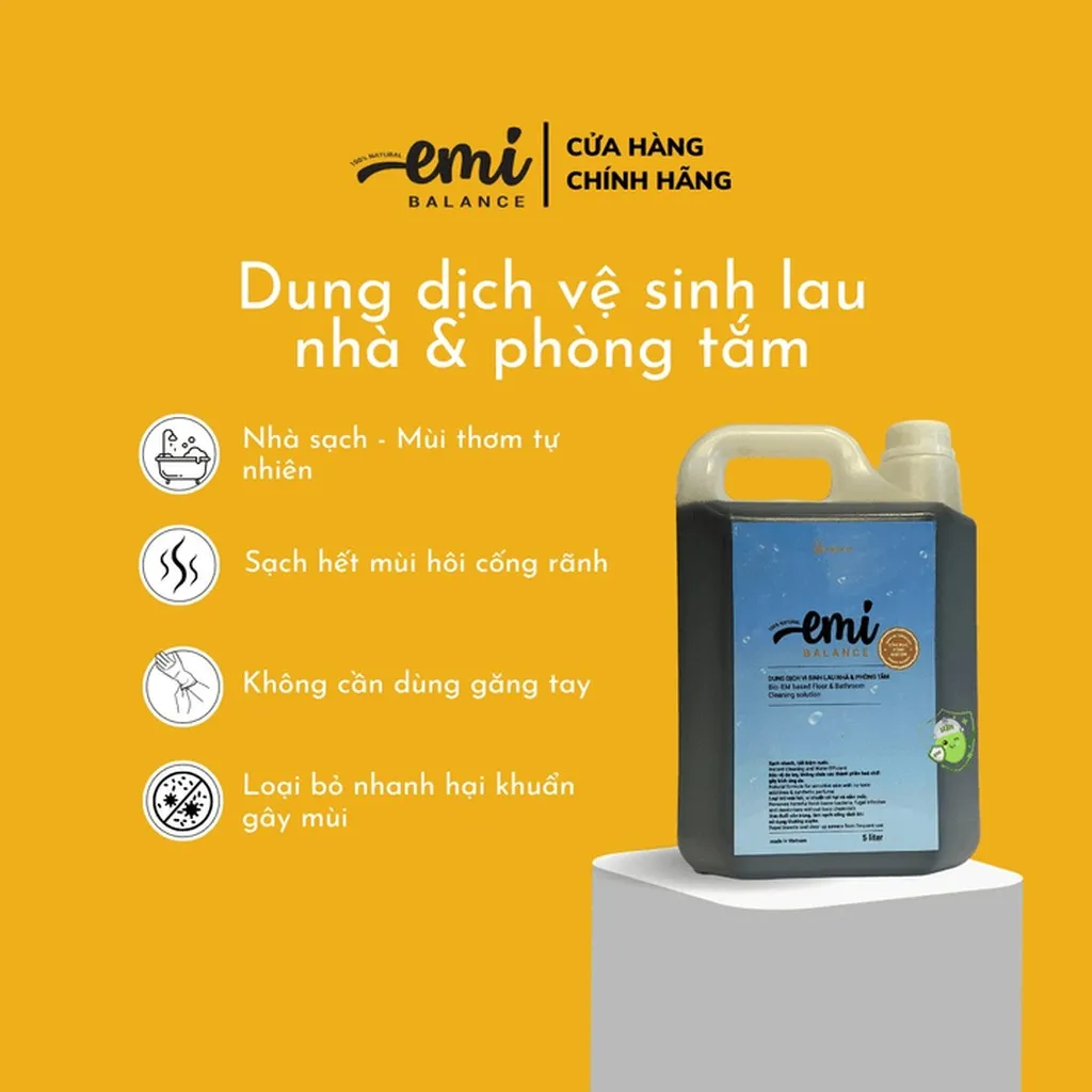Dung Dịch Vi Sinh Emibalance Lau Nhà & Phòng Tắm Sả Chanh 5l
