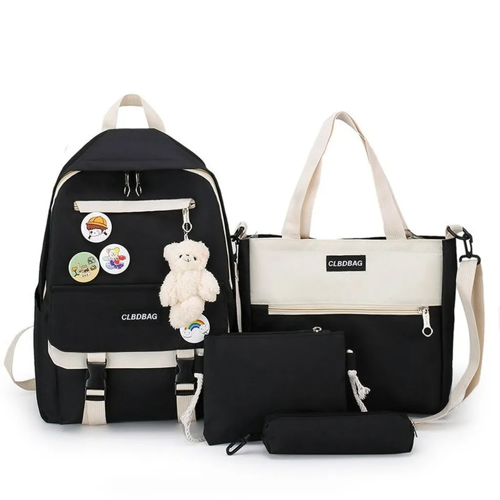 Set Balo 4 Món Phối Viền Trắng Mrbag Vừa A4 St2316- Nana House