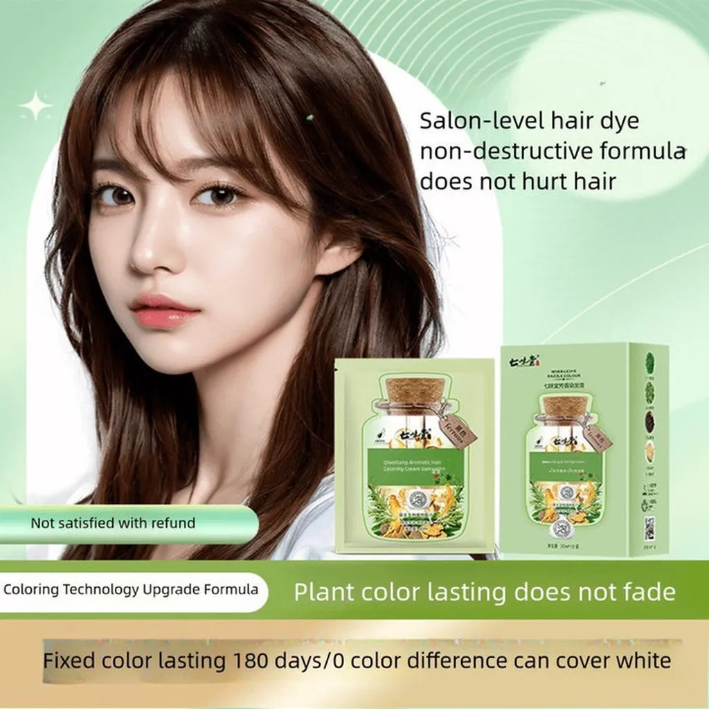 Hộp 10 Gói Dầu Gội Nhuộm Tóc Thảo Dược Qiweitang Lên Màu Đẹp Đen Và Nâu Hạt Dẻ 30ml/gói - Gdn
