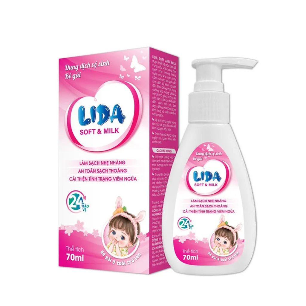 Dung Dịch Vê Sinh Bé Gái Lida Soft & Milk 70ml Dùng Cho Bé Từ 3 Tuổi Trở Lên-bidopharma Usa