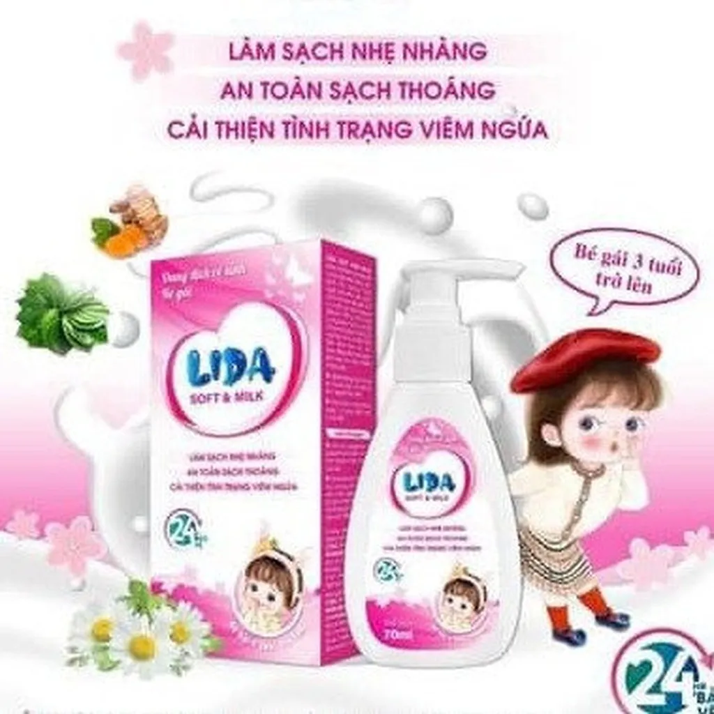 Alternative view of Dung Dịch Vê Sinh Bé Gái Lida Soft & Milk 70ml Dùng Cho Bé Từ 3 Tuổi Trở Lên-bidopharma Usa