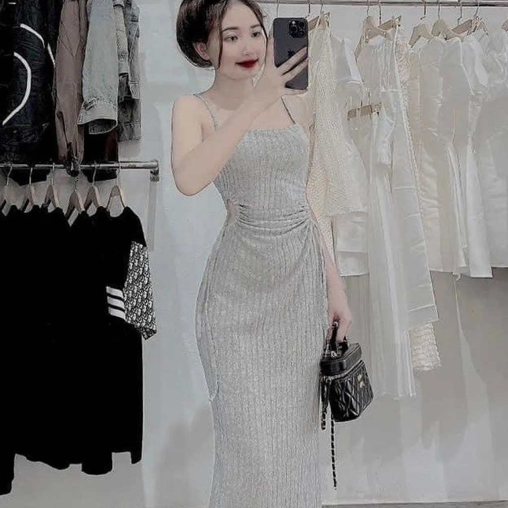 Alternative view of Đầm Len Đũa Quảng Châu Có Muốt 2 Dây Thắt Eo - Lê Phương Boutique