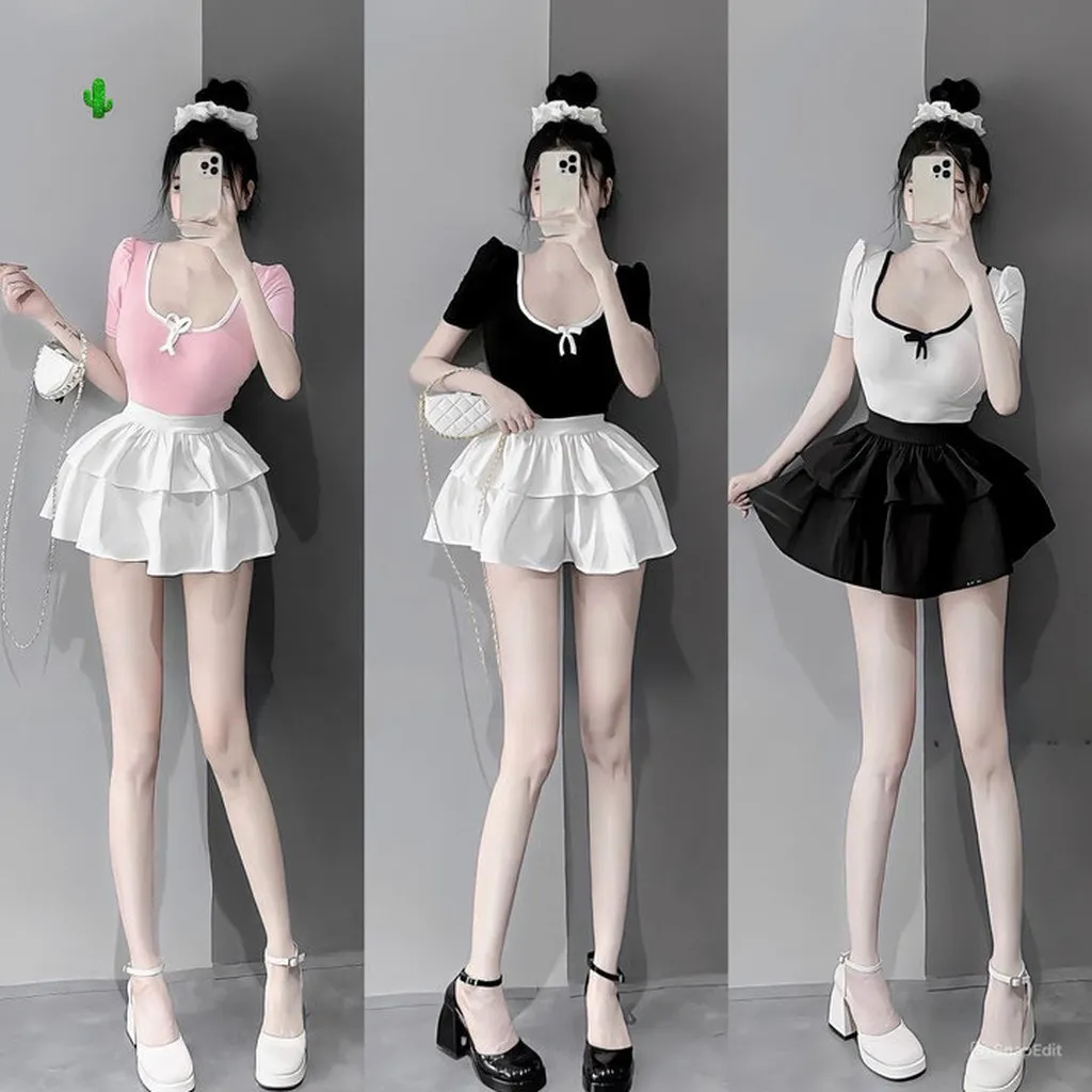 Set Viền Nơ Kèm Chân Váy 2 Tầng - Lê Phương Boutique