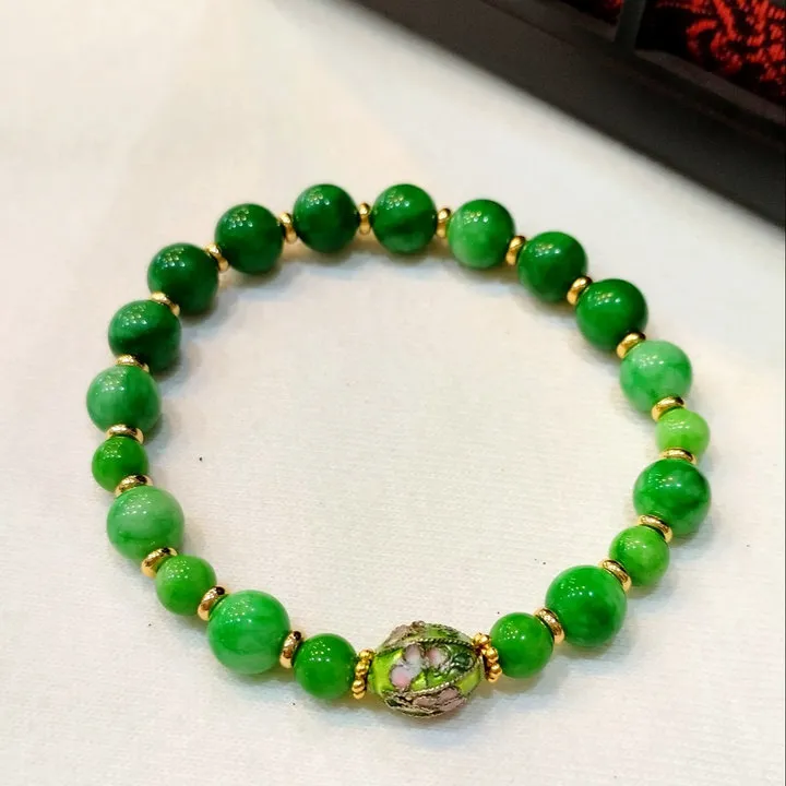 Alternative view of [vòng] Vòng Tay Đá Xanh Ngọc Bích Phối Charm - Ttvtdxnb - Tường Thuận
