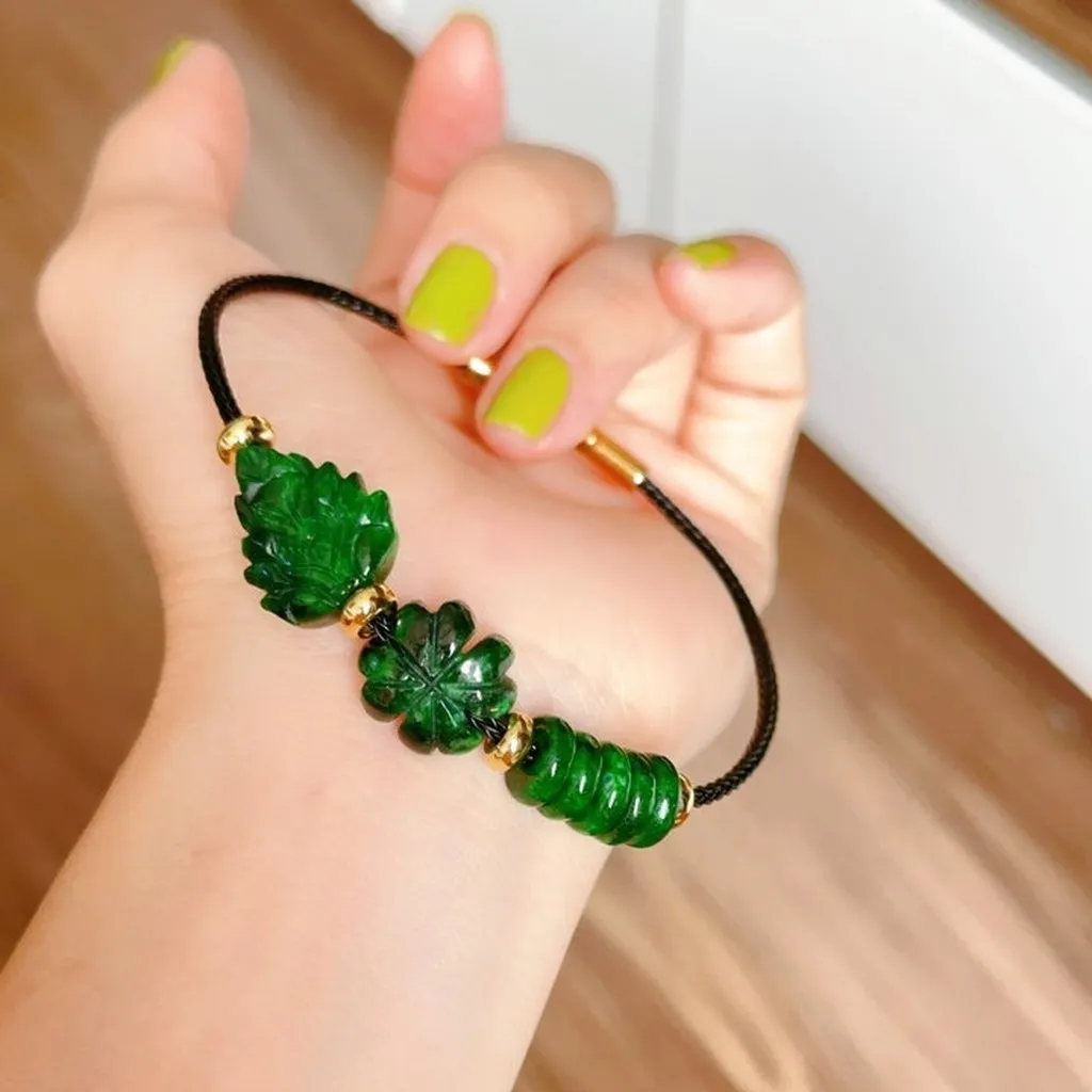 Vòng Tay Hồ Ly Ngũ Điếu Cỏ Bốn Lá Ngọc Cẩm Thạch Sơn Thủy Thiên Nhiên Nhiều Size - Thắng Giang