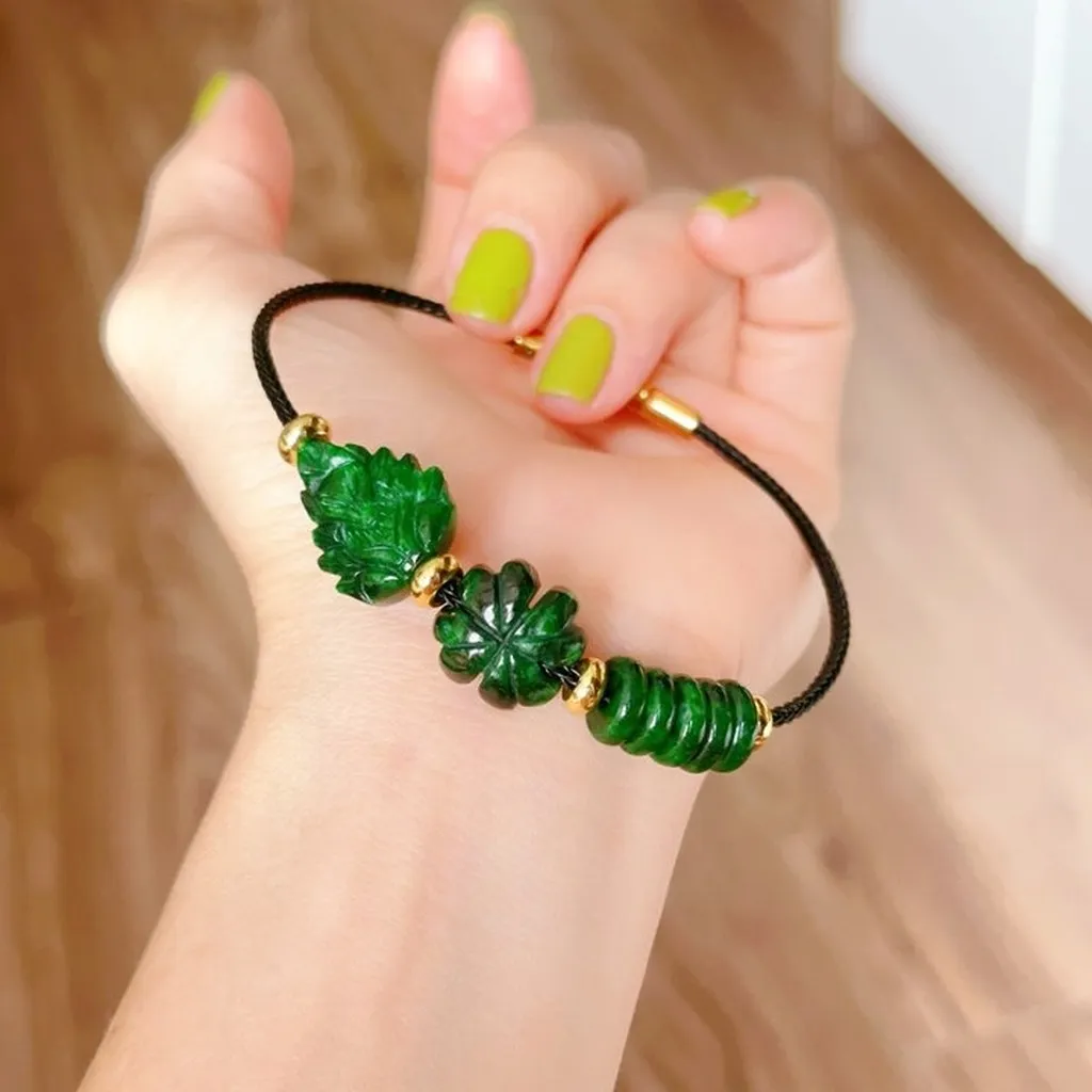 Alternative view of Vòng Tay Hồ Ly Ngũ Điếu Cỏ Bốn Lá Ngọc Cẩm Thạch Sơn Thủy Thiên Nhiên Nhiều Size - Thắng Giang
