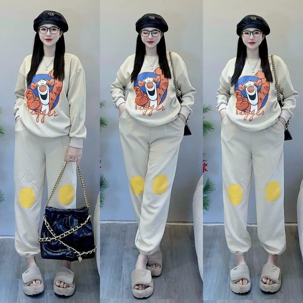 Alternative view of Set Bộ Đồ Dáng Dài Nữ In Hoạt Hình Quần Chấm Bi Dễ Thương -htm Fashion