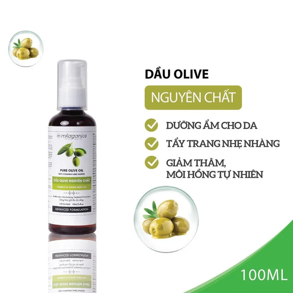Dầu Olive Extra Virgin Nguyên Chất Dưỡng Da - Tóc - Môi - Milaganics