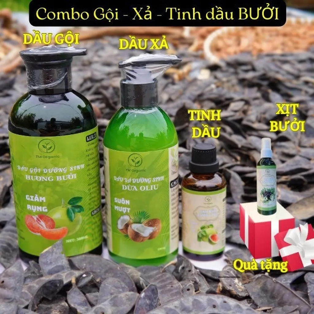 Combo Tóc Dành Cho Tóc Rụng Gồm 3 Chai Tặng 1 Xịt Bưởi - Tm Oganic