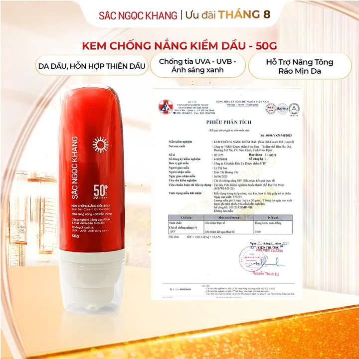 Kem Chống Nắng Kiềm Dầu Sắc Ngọc Khang (tuýp 50g)