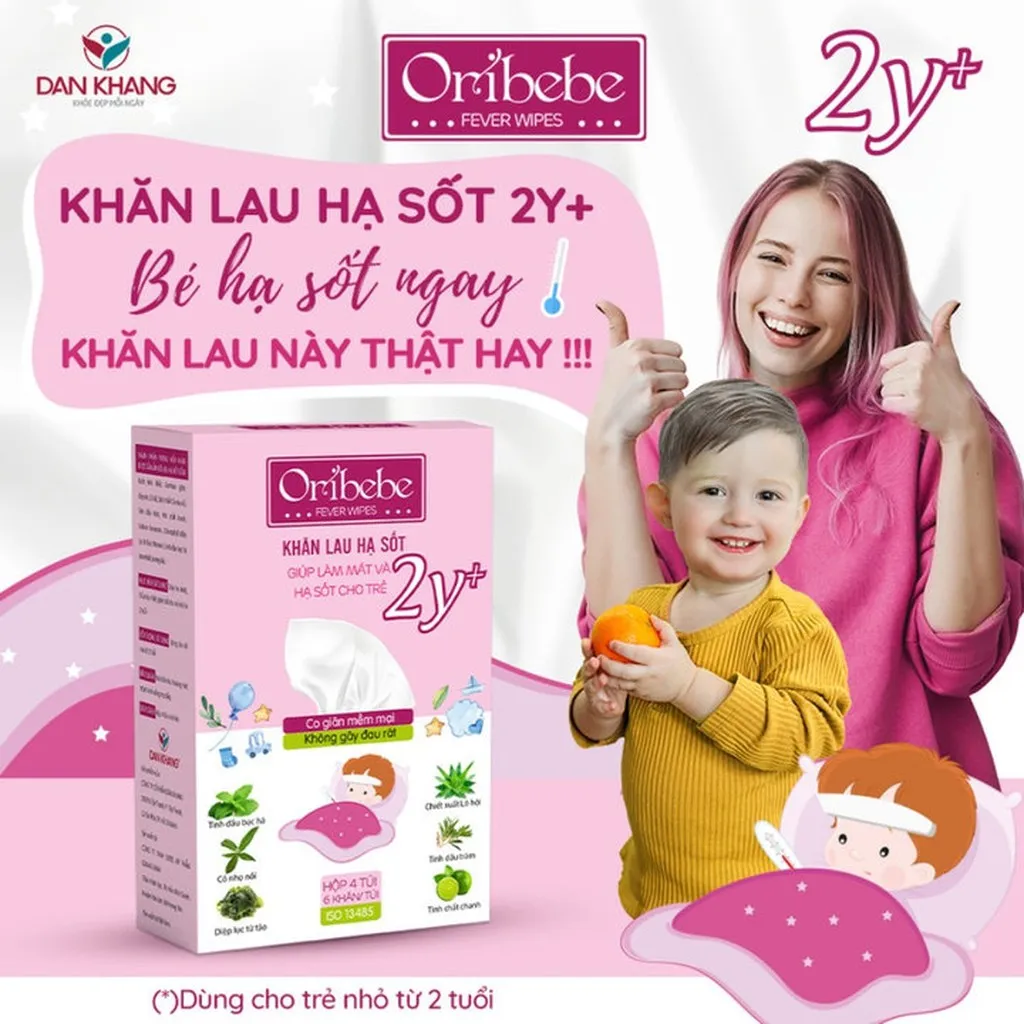 Alternative view of Khăn Lau Hạ Sốt Oribebe Cho Bé Giúp Hạ Nhiệt Giảm Sốt 0+/2y+ Hộp 4 Túi X 6 Khăn - Oribe