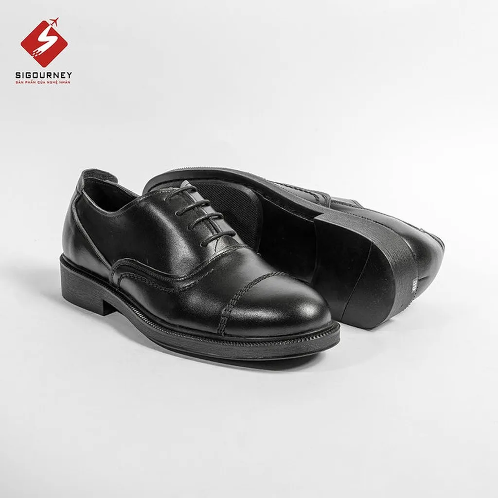 Alternative view of Giày Tây Nam Da Bò Nappa Dáng Oxfords Classic Màu Đen Sig-48 Bảo Hành 18 Tháng - Sigourney