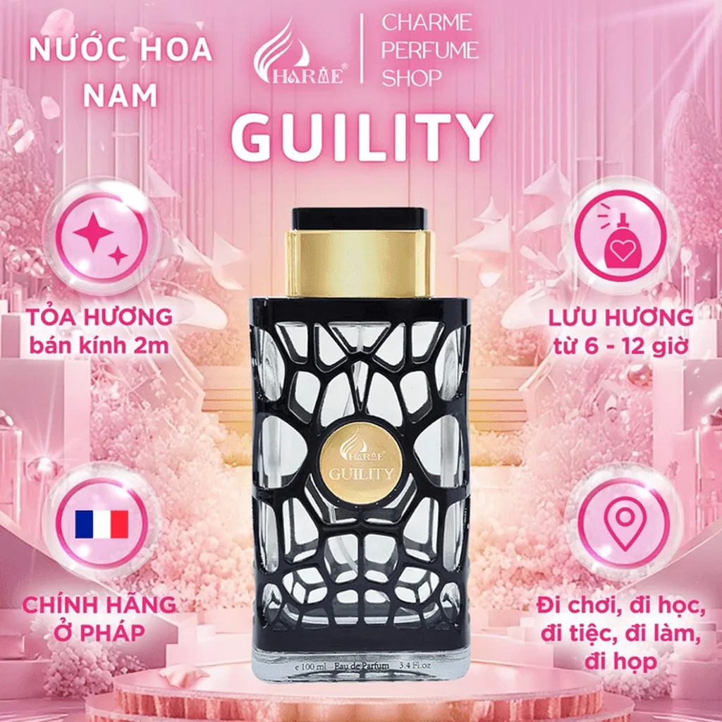 Nước Hoa Nam Charme Guility 2024 100ml Lưu Hương Lâu Phong Cách Thanh Lịch, Tươi Mát