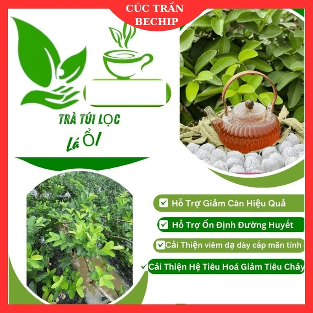 Trà Lá Ổi Giảm Cân Túi Lọc, Bay Xẹp Bụng, Thon Gọn Dáng, Set 10 Túi Ctb753 - Bechip