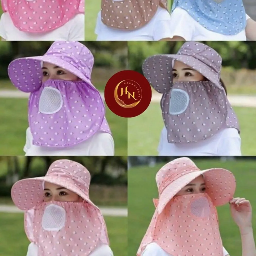 Mũ Chống Nắng Rộng Vành Kèm Khẩu Trang 2 Lớp Che Kín Mặt ,kín Cổ Chống Tia Uv, Thông Hơi - Shop Mẹ Bống