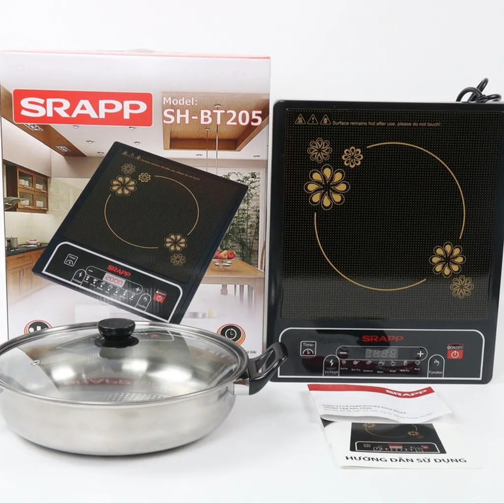 Bếp Từ Đơn Srapp Bt-205 Cao Cấp Chính Hãng Công Suất 2000w Tặng Kèm Nồi Lẩu - Bảo Hành 12 Tháng