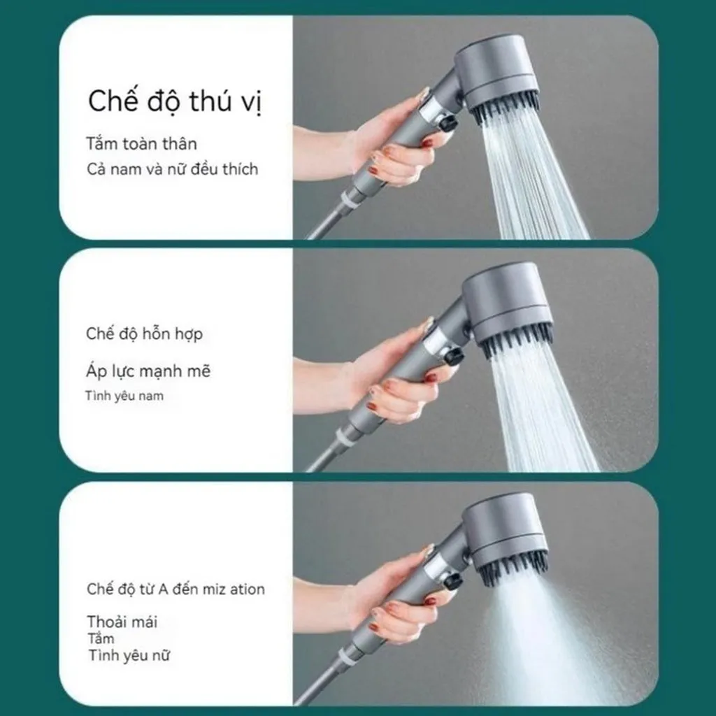 Alternative view of Vòi Hoa Sen, Vòi Nhà Tắm Turbo Tăng Áp Lực Nước 3 In1 Có 3 Chế Độ Hỗ Trợ Tăng Lực Nước Phun Sương Ctb786 - Bechip