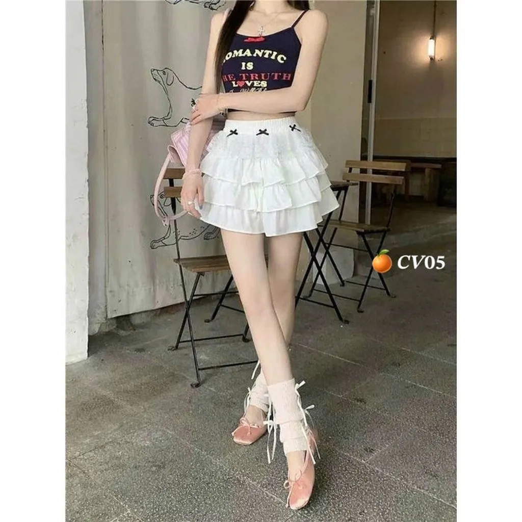 Alternative view of Chân Váy 3 Tầng Phối Ren Đính Nơ Cv05- Lê Phương Boutique