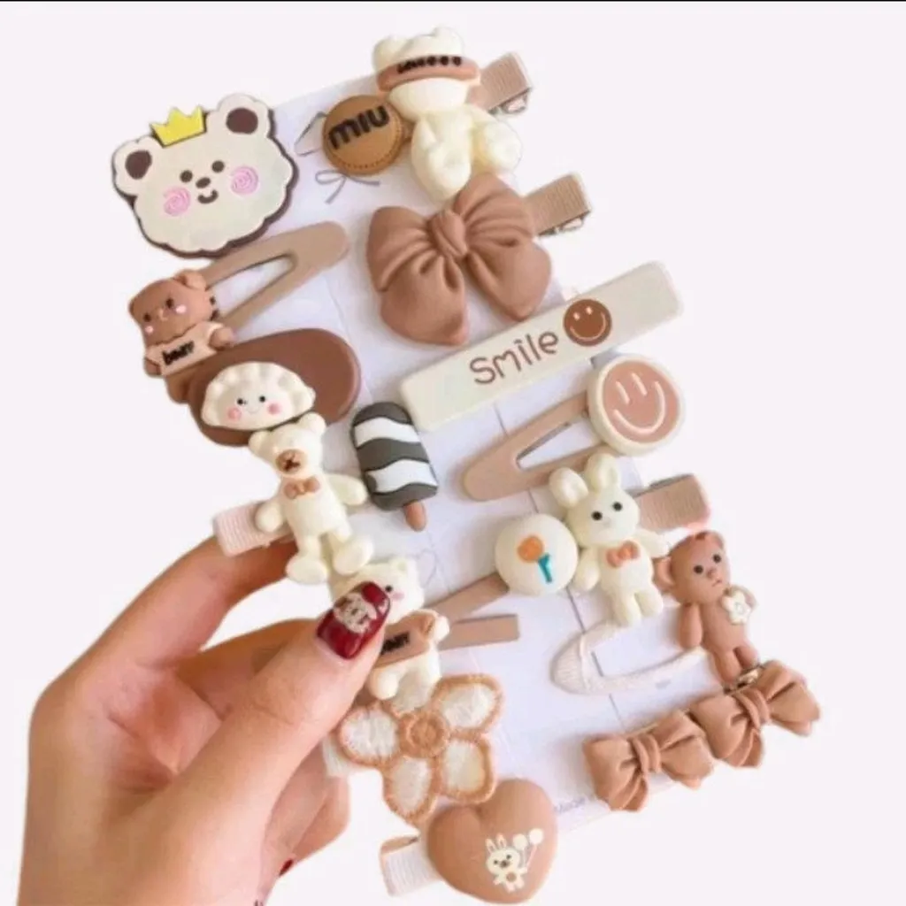 Sét Kẹp Tóc Hàn Quốc Gấu Nâu Thỏ Tím Siêu Xinh Yvy767- Triệu Vy Store