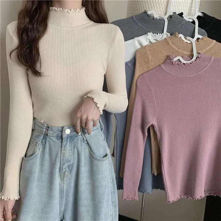 Áo Len Dài Tay Viền Bèo, Chất Liệu Mềm Mại Co Giãn Tốt Dành Cho Bạn Nữ Sldca285 - Diepchi Fashion