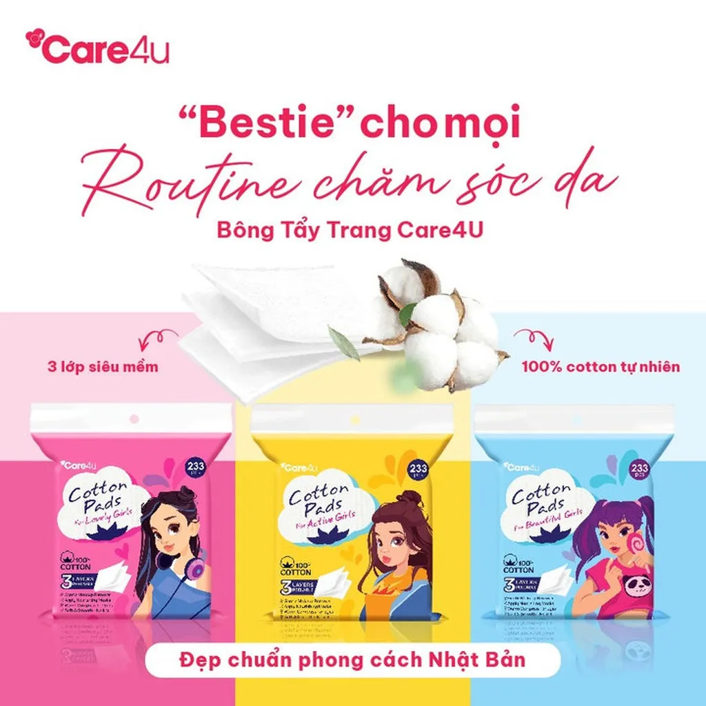 [ Mua 2 Tặng 1 ] Bông Tẩy Trang Cao Cấp 3 Lớp 233 Miếng_care4165_ Care4u