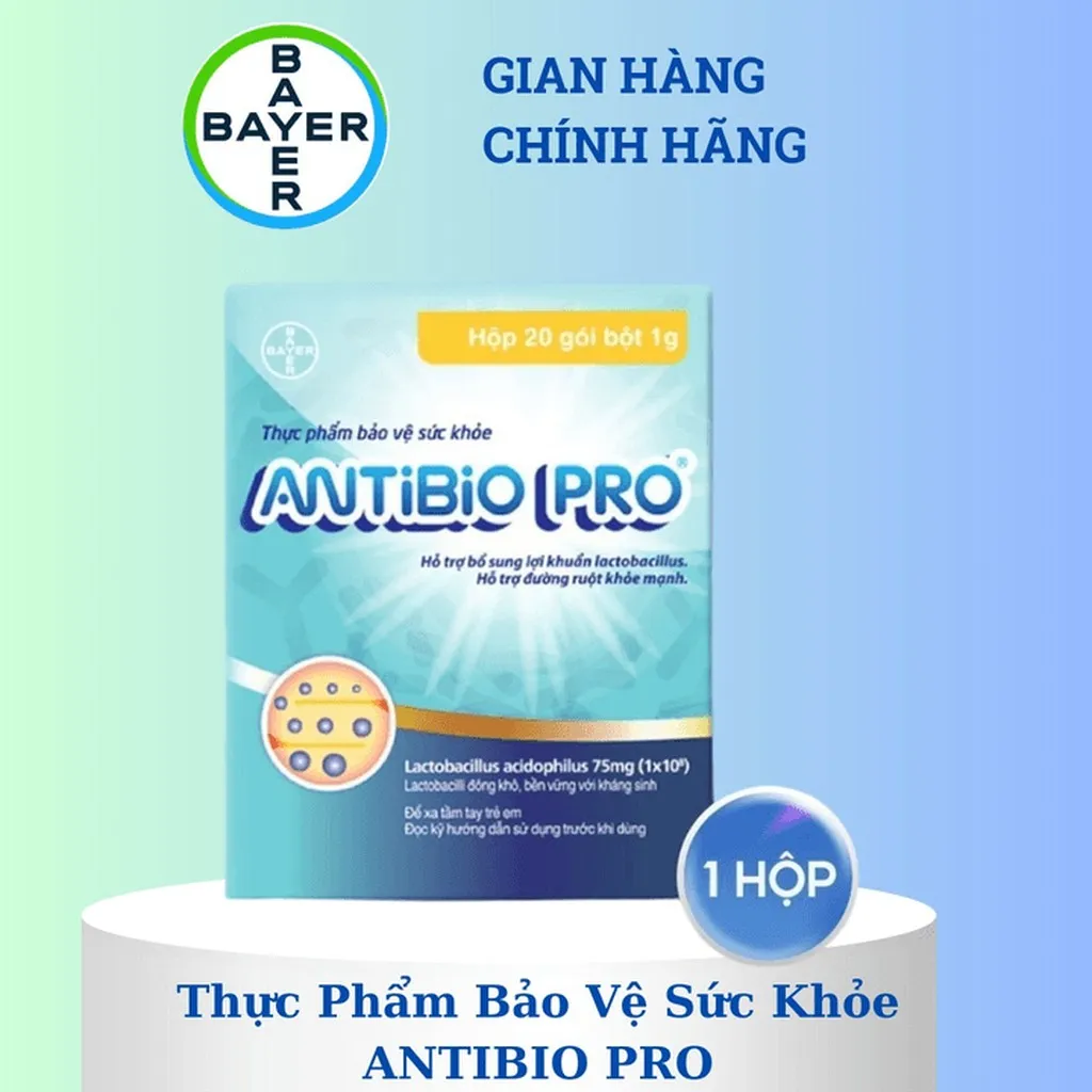 [bayer] Thực Phẩm Bảo Vệ Sức Khỏe Antibio Pro Hỗ Trợ Bổ Sung Lợi Khuẩn, Cân Bằng Hệ Vi Sinh Hộp 20 Gói X 1g