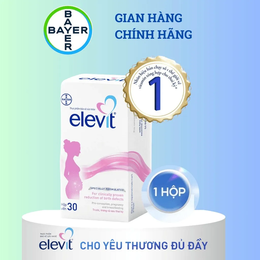 [bayer] Vitamin Bầu Tổng Hợp Elevit Bổ Sung Vitamin Và Khoáng Chất Cho Phụ Nữ Mang Thai Và Sau Sinh Hộp 30 Viên