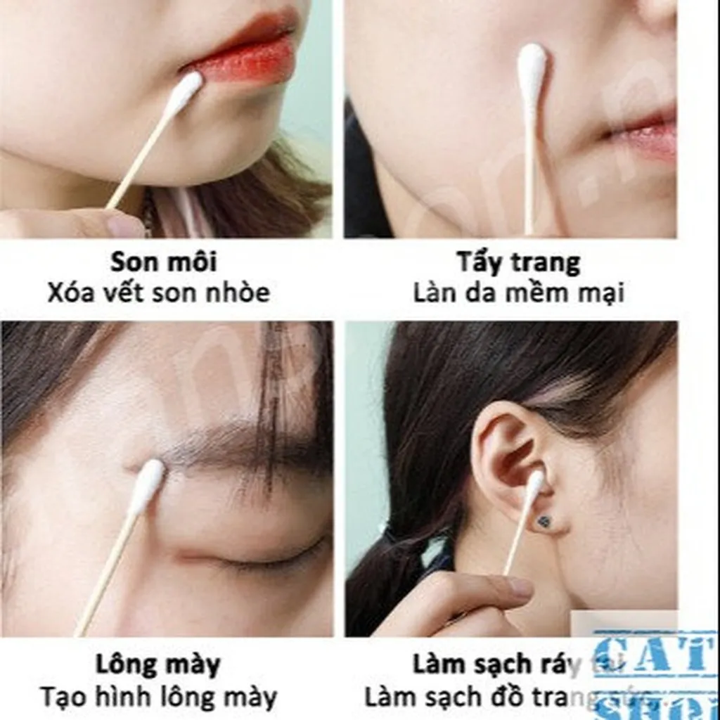 Alternative view of Hộp 500 Que Tăm Bông Ngoáy Tai Thân Gỗ Tre 2 Đầu Tròn Xoắn Thân Thiện Với Môi Trường, Tăm Ngoáy Tai Tiệt Trùng - Ctb791